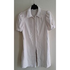 Alice Olivia Faux Leather XL Ivory Color Short Sleeve Shirtdress  SEE FAWLS Pics